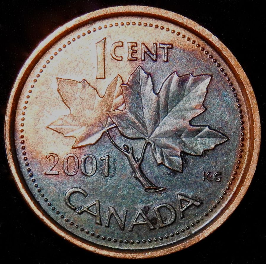 2001-One-Cent-With-Unusual-Toning